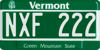 VT license plate NXF222