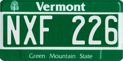VT license plate NXF226