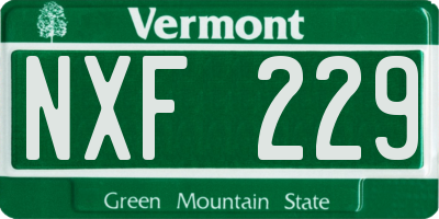 VT license plate NXF229
