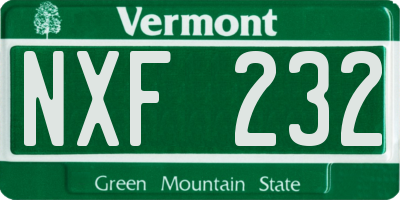 VT license plate NXF232