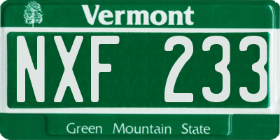 VT license plate NXF233