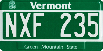 VT license plate NXF235
