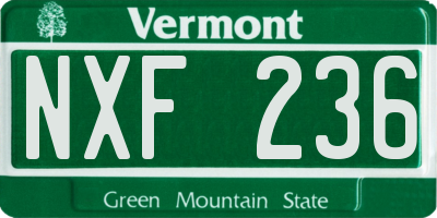 VT license plate NXF236
