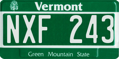 VT license plate NXF243