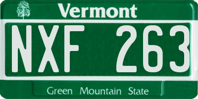 VT license plate NXF263