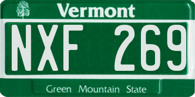 VT license plate NXF269