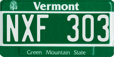 VT license plate NXF303
