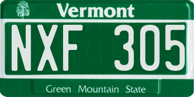 VT license plate NXF305