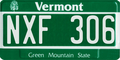 VT license plate NXF306