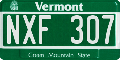 VT license plate NXF307