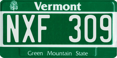 VT license plate NXF309