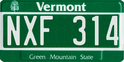 VT license plate NXF314