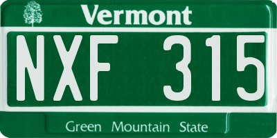 VT license plate NXF315