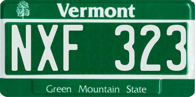 VT license plate NXF323