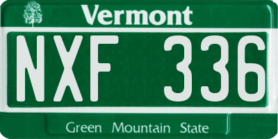 VT license plate NXF336