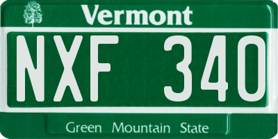 VT license plate NXF340