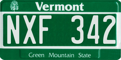 VT license plate NXF342