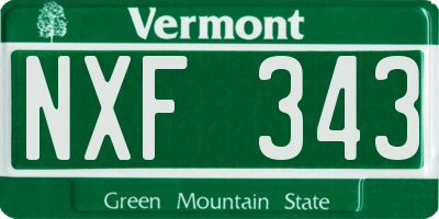VT license plate NXF343