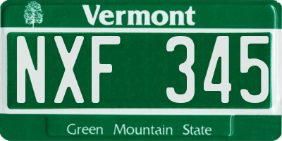 VT license plate NXF345