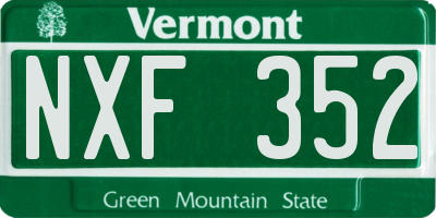 VT license plate NXF352