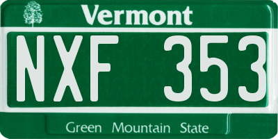 VT license plate NXF353