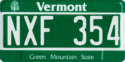 VT license plate NXF354