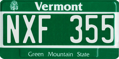 VT license plate NXF355