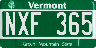 VT license plate NXF365