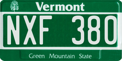 VT license plate NXF380