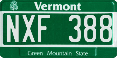 VT license plate NXF388