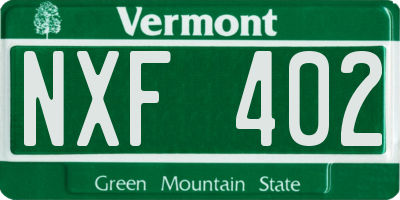 VT license plate NXF402