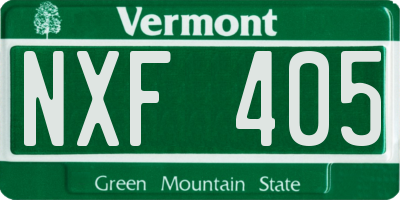 VT license plate NXF405