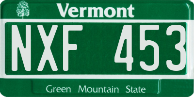 VT license plate NXF453