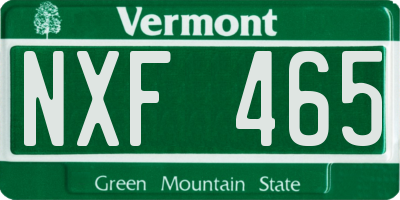 VT license plate NXF465