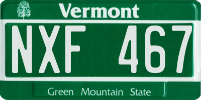 VT license plate NXF467