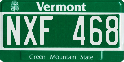 VT license plate NXF468