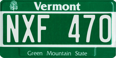VT license plate NXF470