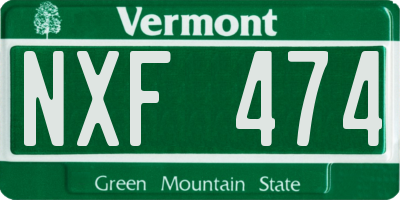 VT license plate NXF474