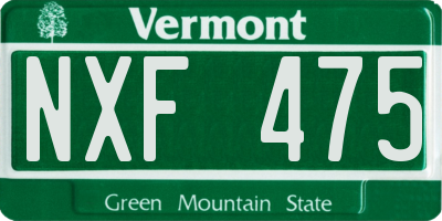 VT license plate NXF475