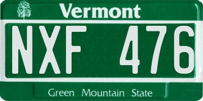 VT license plate NXF476