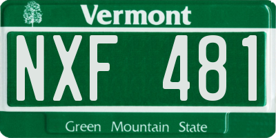 VT license plate NXF481