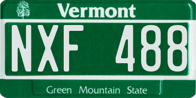 VT license plate NXF488