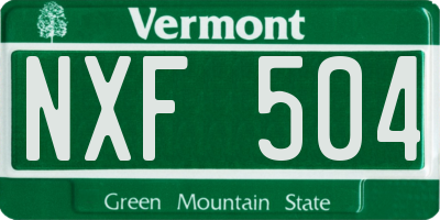VT license plate NXF504
