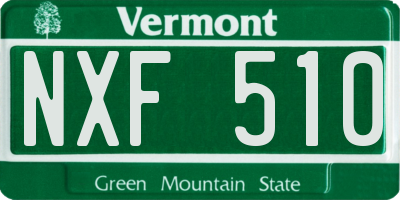 VT license plate NXF510