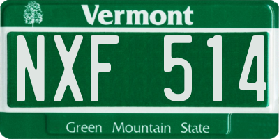 VT license plate NXF514