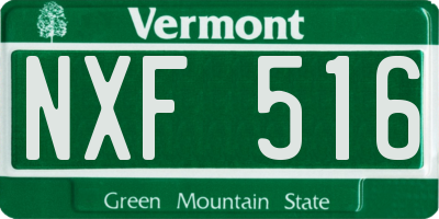 VT license plate NXF516