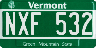 VT license plate NXF532