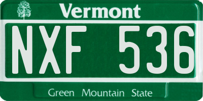 VT license plate NXF536