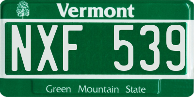 VT license plate NXF539