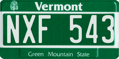 VT license plate NXF543